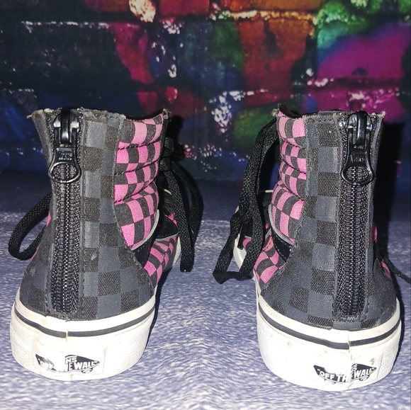 Vans Old Skool Sk8-Hi Zip Checkerboard Kids Size 2 - Picture 4 of 8